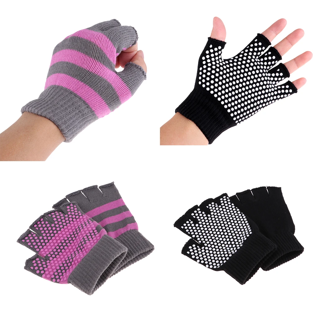 2pcs Yoga Gloves Half Finger Workout Fitness Glove with Anti-Slip Beads