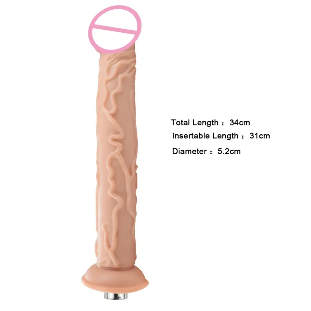 ANNGEOK Super Long Thick Dildo Metal Sex Machine Attachment Realistic Men Flesh Dildo Accessories for Love Machine AN-R14