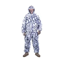 Открытый 3D белый снег сливы ветви дерева стиль камуфляж Ghillie костюм для охоты диких животных фотографии охотничья одежда