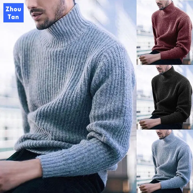 

2020 Winter Slim Fit Pullover Men Thick Warm Cashmere Sweater Men Turtleneck Mens Sweaters Classic Wool Knitwear Pull Homme