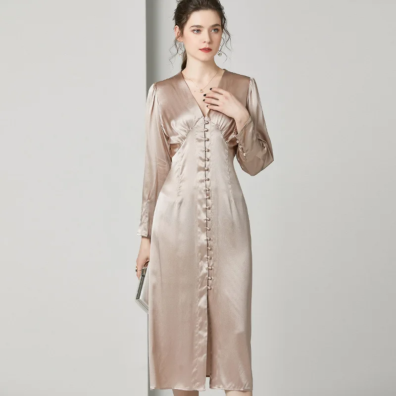 silk dress rose gold