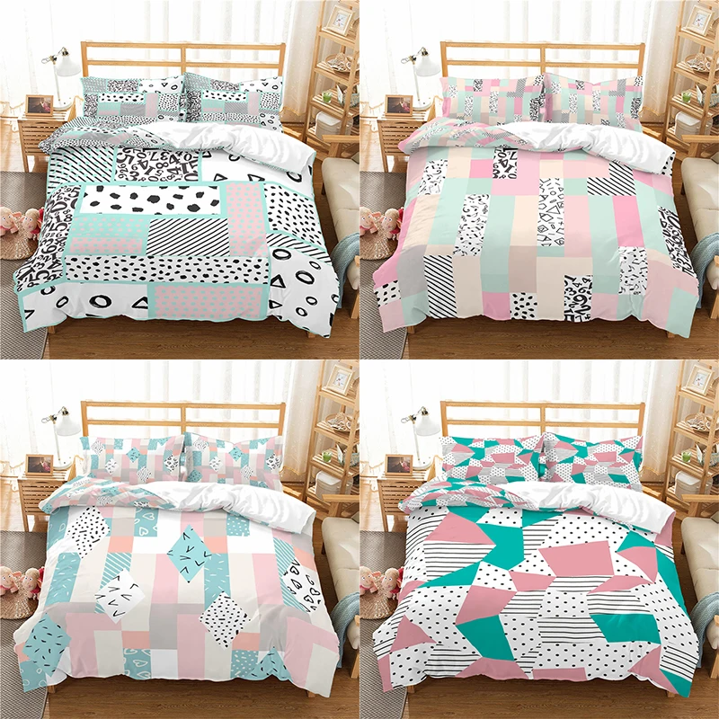 

Комплект постельного белья, 2/3 шт., с 3d-геометрическим принтом, размер ЕС, США, Австралии