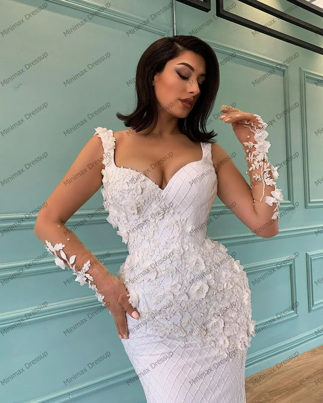 Pretty Floral Africa Mermaid Wedding Dress Sweetheart 3D Flowers Beading Bridal Dresses Floor Length Wedding Gowns Plus Size 2