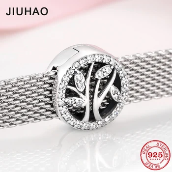 

High Quality 925 Sterling Silver Clear CZ Tree of life Clip Bead Charms Jewelry making Fit Original reflection Charm Bracelet