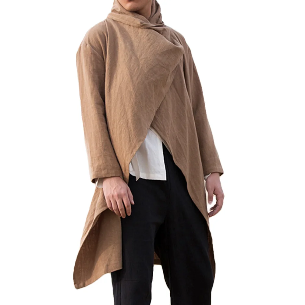 Men's Spring Gothic Punk Long Sleeve Cloak Stage Costume Hiphop Cape Ruffle Shawl Midi Cardigan Coat Trench Jackets trench coat casual men jacket