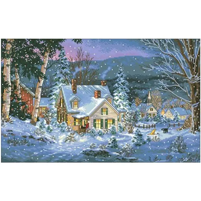 

Наборы для вышивки крестом "Рождественская снежная ночь", 11CT, 14CT, 18CT