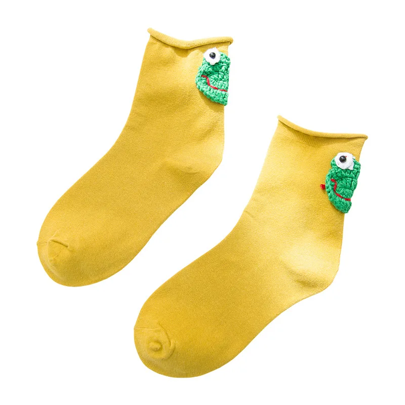Женские носки* хлопковые короткие носки* Мультяшные лягушки, милые, лягушки ручной работы, индивидуальность, креативные носки