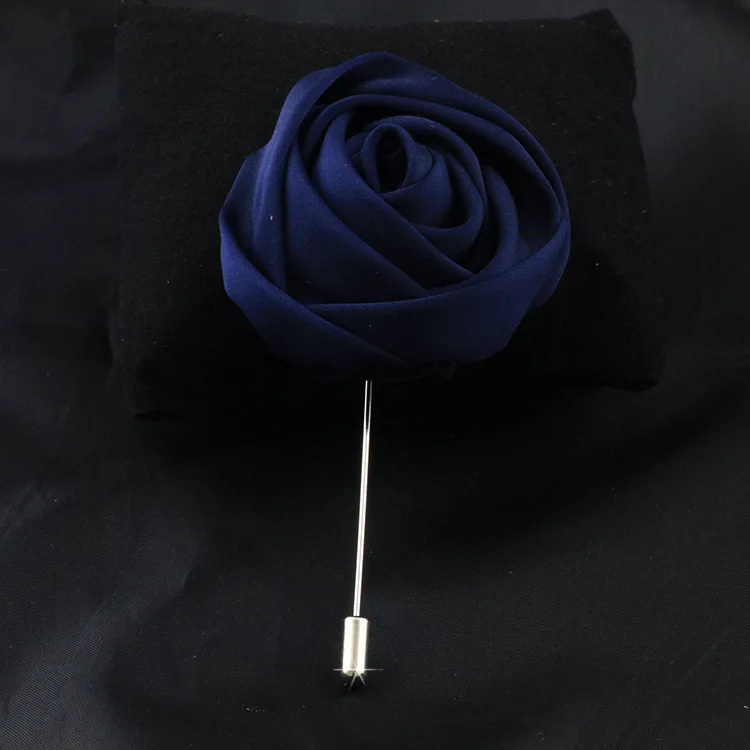 blue Корейская мода, броши с розами, ткань, искусство, цветок, длинная игольчатая брошь, булавка для женщин с цепочкой, ручная работа, брошь на лацкане - Окраска металла: blue