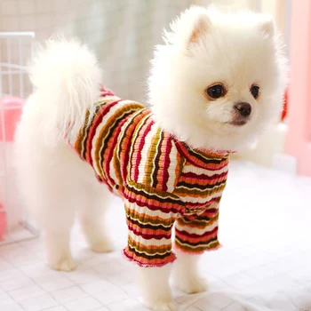 

Spring Summer Elastic Bottoming Shirt Pet Dog Striped Clothes Cotton T-shirt Cat Vest Puppy Cosstume for Small Animal Chihuahua