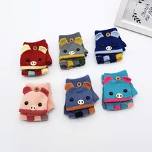 Детские зимние теплые вязаные перчатки с откидной крышкой без пальцев, вязаные перчатки с откидной крышкой, перчатки с открытыми пальцами, рукавицы мультфильмы