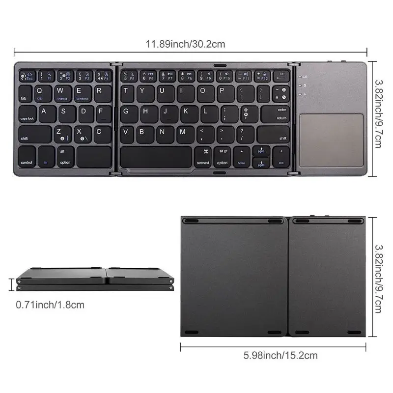 Universal Three Flipping Wireless Bluetooth Folding Mini Keyboard with Touchpad | Компьютеры и офис
