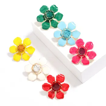 

2020 New Beautiful Personality Flower Alloy Drip Fashion Earrings High Quality Simple Candy Color Handmade Women's Earrings