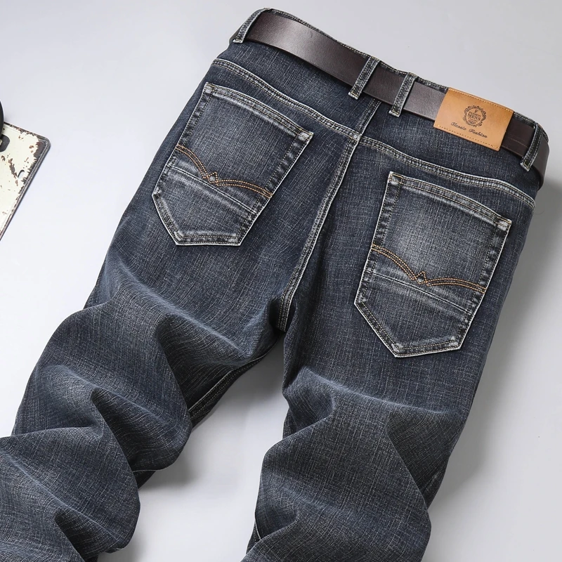 

High Quality Fashion Stretch Brand Men's Jeans 2021 Spring And Autumn New Business Casual Trousers Black Classic Loose Pants