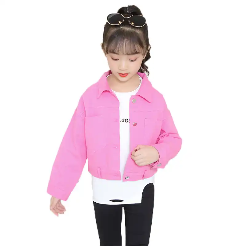 baby pink cropped denim jacket