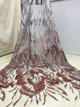 

fashionable tulle embroidery french net lace fabric CiCi-32.8823 with beads for party dress