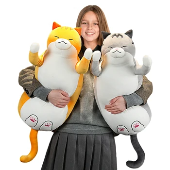 

1pc Stuffed Cat Adorable Cat Stuffed Animals Durable Big Fluffy Cat Plush Soft Fat Stuffed White Cat Huggable Plush gifts