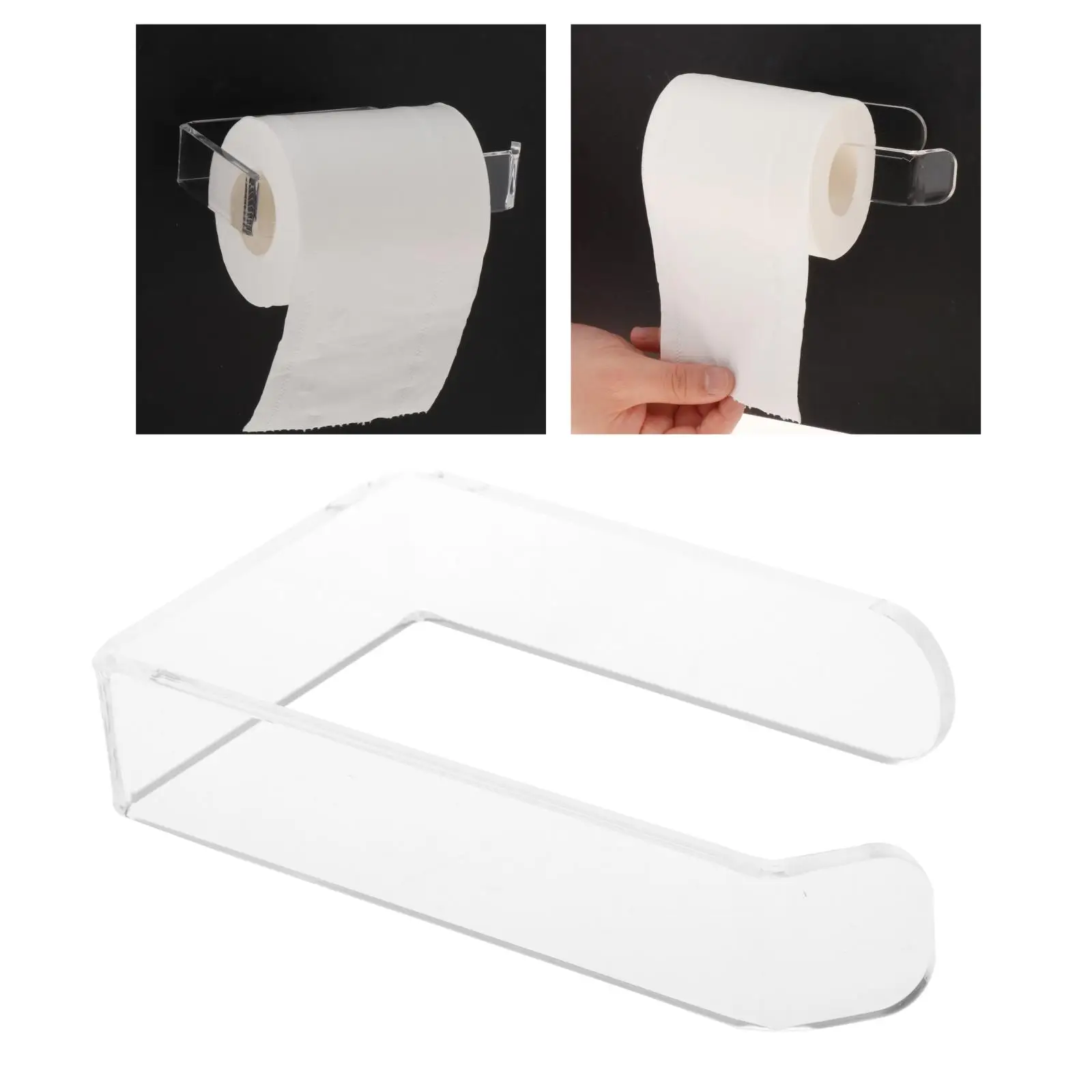 Punch-free Acrylic Toilet Roll Holder Kitchen Paper Holder for Bathroom Toilet Paper Holder Hanger Stick on Wall Tile