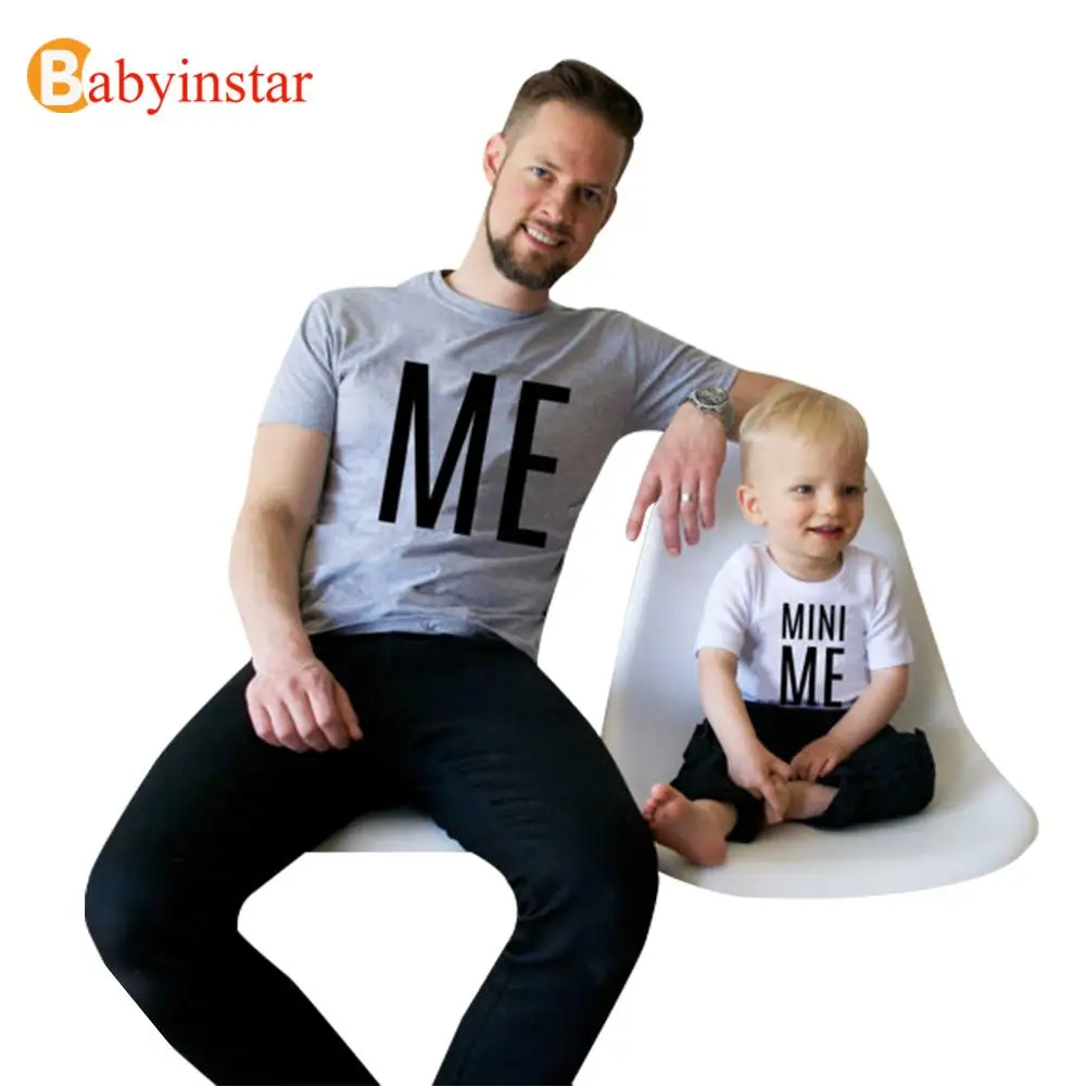 Babyinstar Новинка 2017 Лето Семейная комплект для папы и сына Mini футболка Летняя