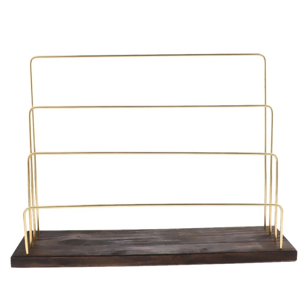

Practical 4 Tiers Wood Jewelry Display Stand Show Rack Metal Alloy Tower for Earrings Necklace Storage and Organizer