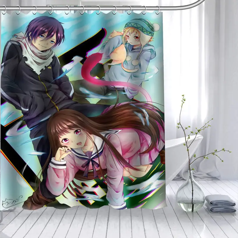 Горячая норагами аниме пользовательские занавески для душа 3D Водонепроницаемый полиэстер ткань для ванной занавес 12 крючков для ванной комнаты