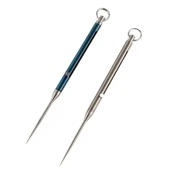 

Titanium Alloy Push-pull Spring Design Toothpick Holder Portable Multi-function Fruit Fork Toothpick Holder