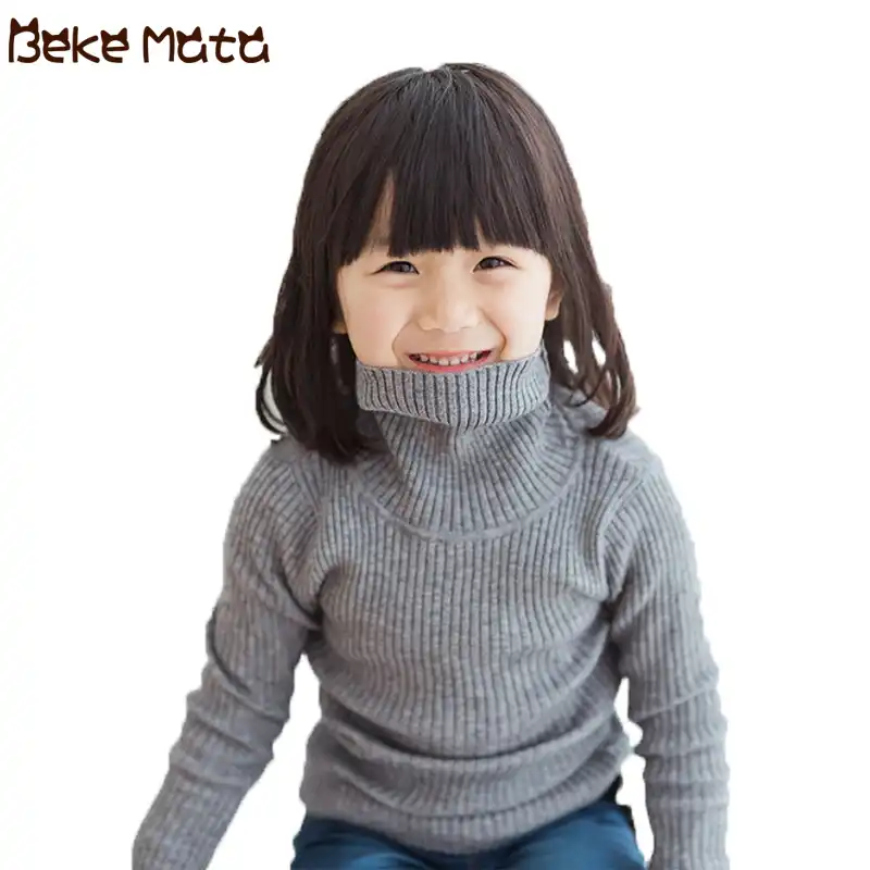 タートルネック冬女の子固体厚手綿暖かい子供ガールセーター長袖chidlrenの服 Sweaters Aliexpress