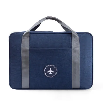 New Cationic Fabric Waterproof Travel Bag Large Capacity Double Layer Beach Bag Portable Duffle Bags Packing Cube Weekend Bags - Цвет: Deep blue Trolley