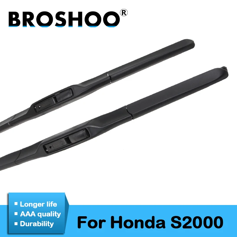 

BROSHOO Car Clean The Windshield Wiper Blade Natural Rubber For Honda S2000 Fit Hook Arm From 1993 To 2009 Auto Accessories