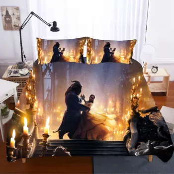 

Beauty And The Beast High Quality Home Textile Single Queen Bedding Sets Pillowcases Bed Linen Edredon Bedding Sets Duvet Cover