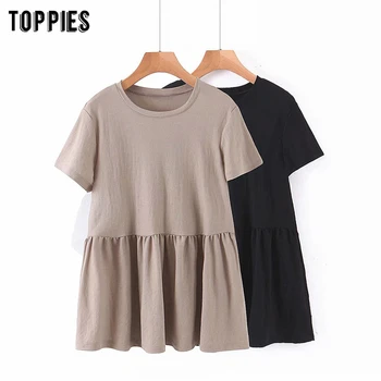 

summer short sleeve spliced t-shirts women tops solid color round neck tops tees casual clothes