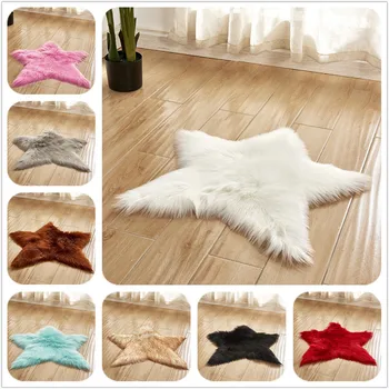 

Pentagram Faux Fur Rug Carpets Five Pointed Star Living Room Floor Mat Imitation Artificial Wool Plush Non-Slip Doormat