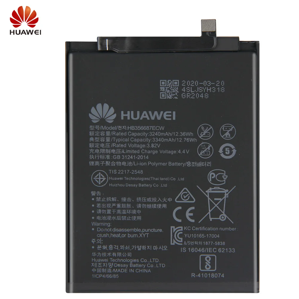 Оригинальная запасная батарея HB356687ECW для Huawei Nova2 Plus Nova 2s Mate10 lite Mate9 Lite P30 G10 Honor 7X 9i Mate