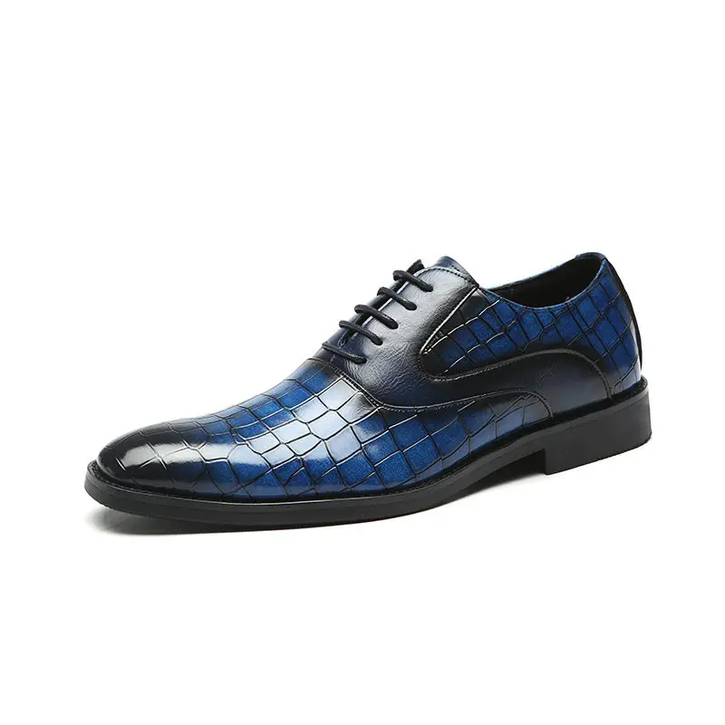 37-48 Мужская обувь; кожаные удобные деловые стильные мужские классические туфли;#705 - Цвет: blue