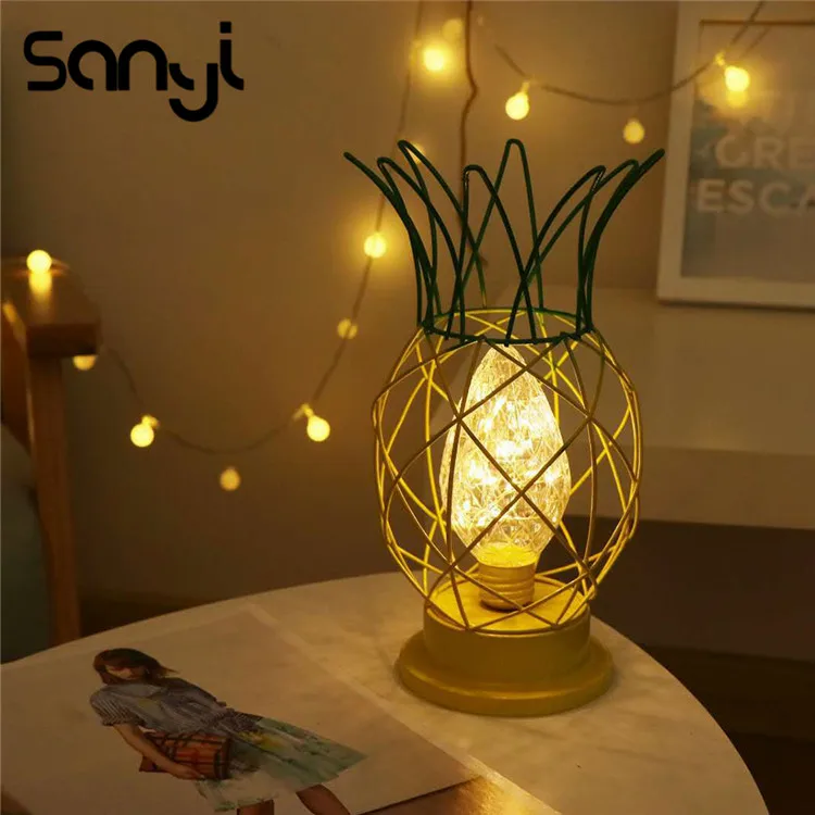 

Sanyi Creative Iron Led Pineapple Modeling Lamp AA Battery Powered Warm White Night Lamps Romantic Night Light