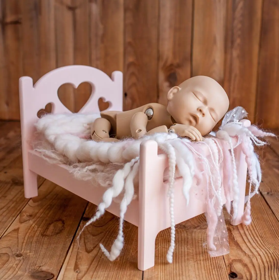 Detachable Cot Newborn Photo Shoot Posing Furniture Background Newborns Doll Bed for Photo Studio Home Accessories Baby Photography Props Wooden Bed 