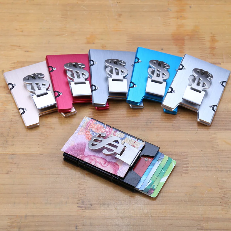 

2019 New Mini Card Holder Wallet Aluminum Alloy Men Credit ID Card Case Small Thin Purse Metal Card Box with Dollar Clip