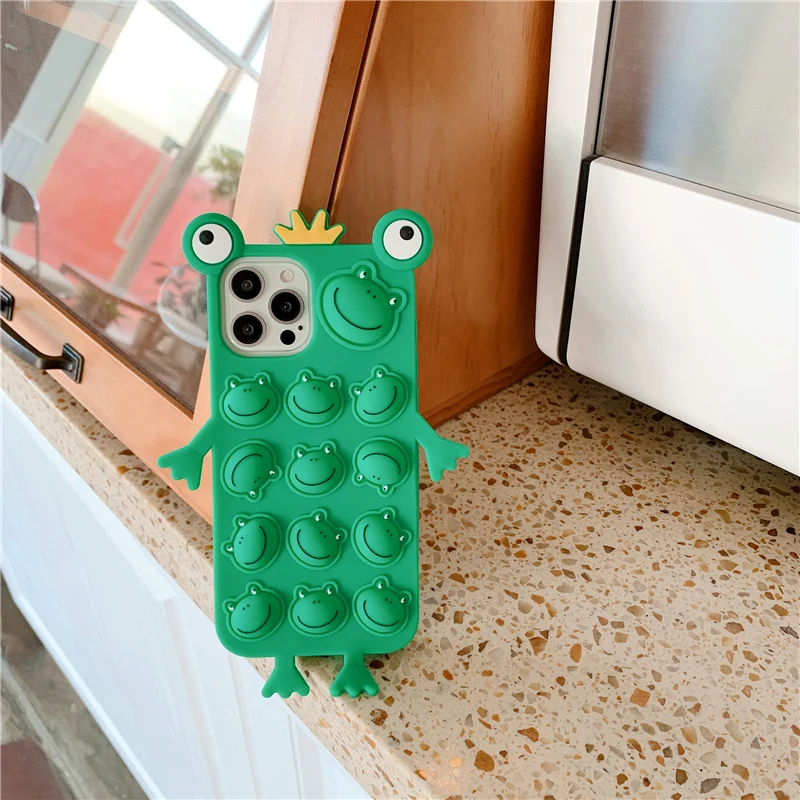 Agrotera Soft Silicone Case Cover for iPhone 7 8 Plus X XS XR 11 Pro Max SE 2020 12 3D Cute Cartoon The Frog Prince Mouse Ears