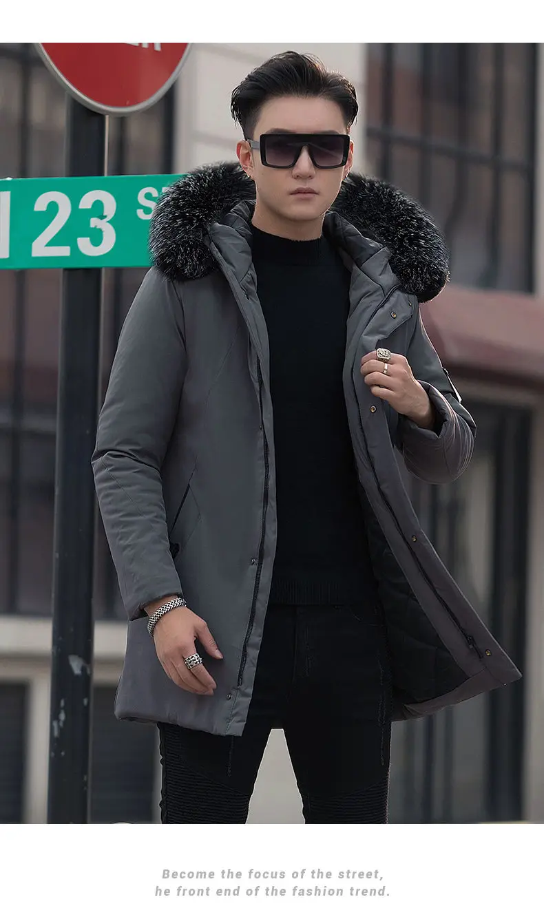Winter Warm Long Jackets Coat Men Hooded Male Coats Jacket Parka Slim Fitted Cotton Padded Outerwears Clothing 2019 Black Friday 14