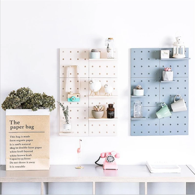 

Hole Plate Wall Storage Rack Plastic Hole Board Storage Shelf With Sticker Hanging Hooks Kitchen Bathroom Home Organizer Racks