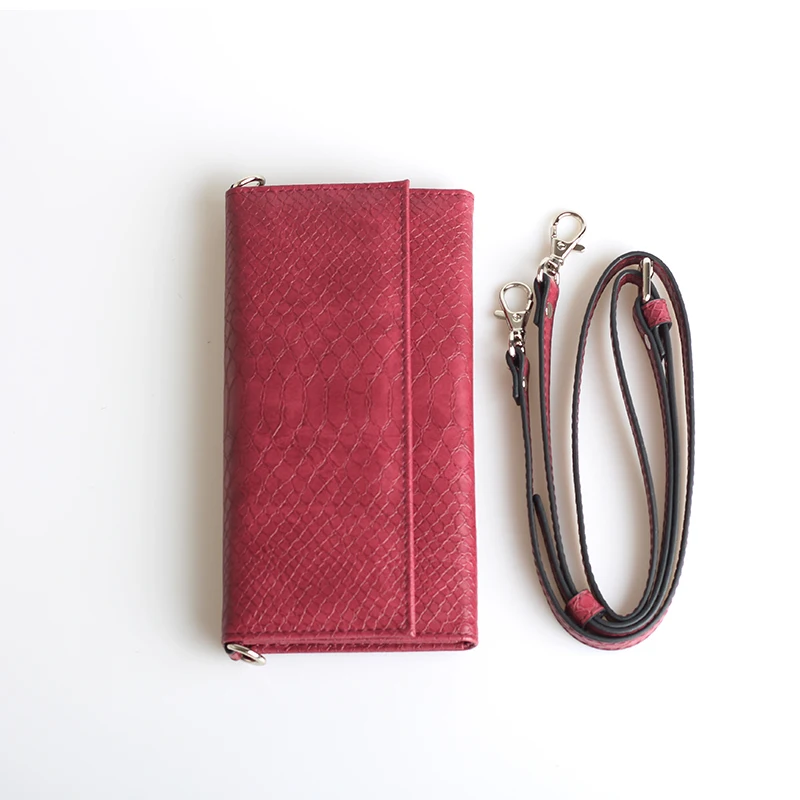 Alirattan высококачественный чехол-кошелек для телефона из натуральной кожи, держатель для карт, держатель для удостоверения личности питона, чехол для телефона iPhone XS Max XR - Цвет: Python Wine Red