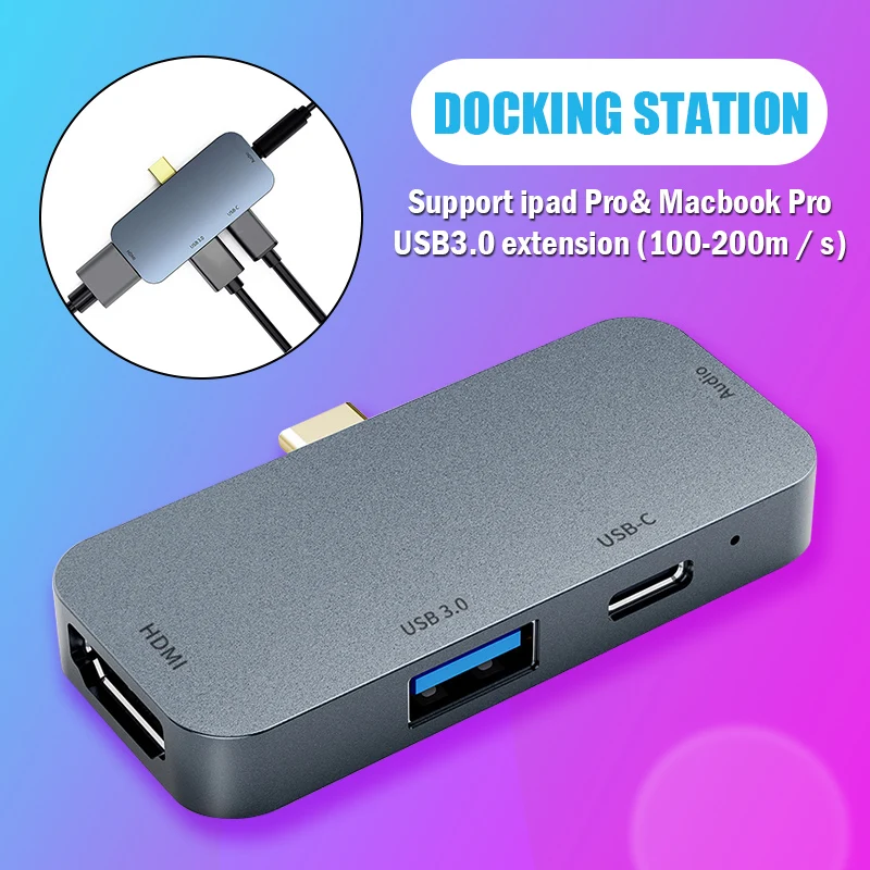 Тип-c к HDMI концентратор USB3.0 алюминиевый сплав портативный для мыши клавиатуры