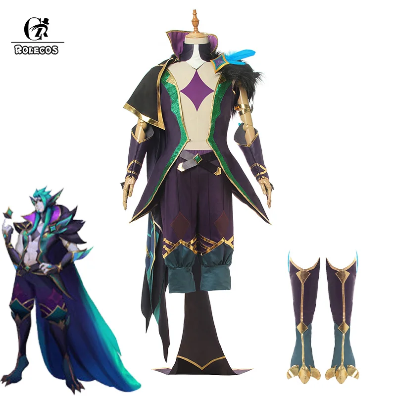 ROLECOS игра LOL Косплей звезда Guardian Rakan Костюм PU костюмы с плащом для мужчин Хэллоуин