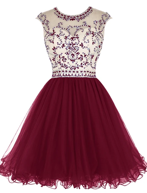 BeryLove Royal Blue Short Homecoming Dress 2021 Crystal Bodice Ruffle Skirt Colorful Short Gown Girl Party Prom Graduation Dress Dark Red