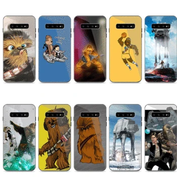 

Luxury Phone Case For Samsung S7 Edge S8 S9 S10 Plus Tempered Glass Back Cover Coque Star Wars Chewbacca