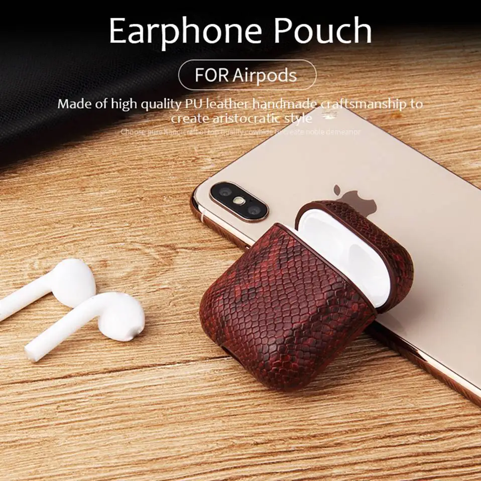 For Airpods Apple Original Earphone Case Leather Air Pods Cases 11 TWS Bluetooth Wireless Earphone Earbuds Cover Shockproof Bag (4)