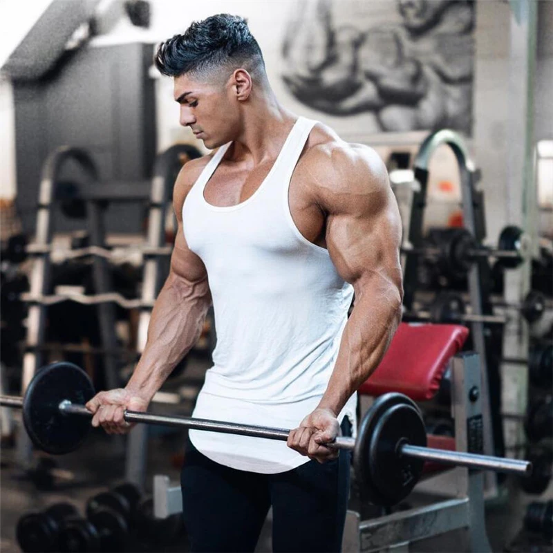 Brand Gym Sleeveless Shirt Solid Cotton Clothing Tank Tops Workout Muscle Men Fitness Bodybuilding Stringer Mens Sporting Vests