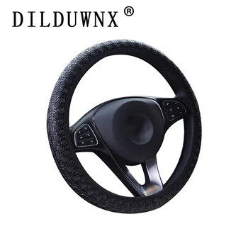 

DILDUWNX 37-38 cm 3D car steering wheel cover artificial leather without inner ring braided elastic band car handle cover