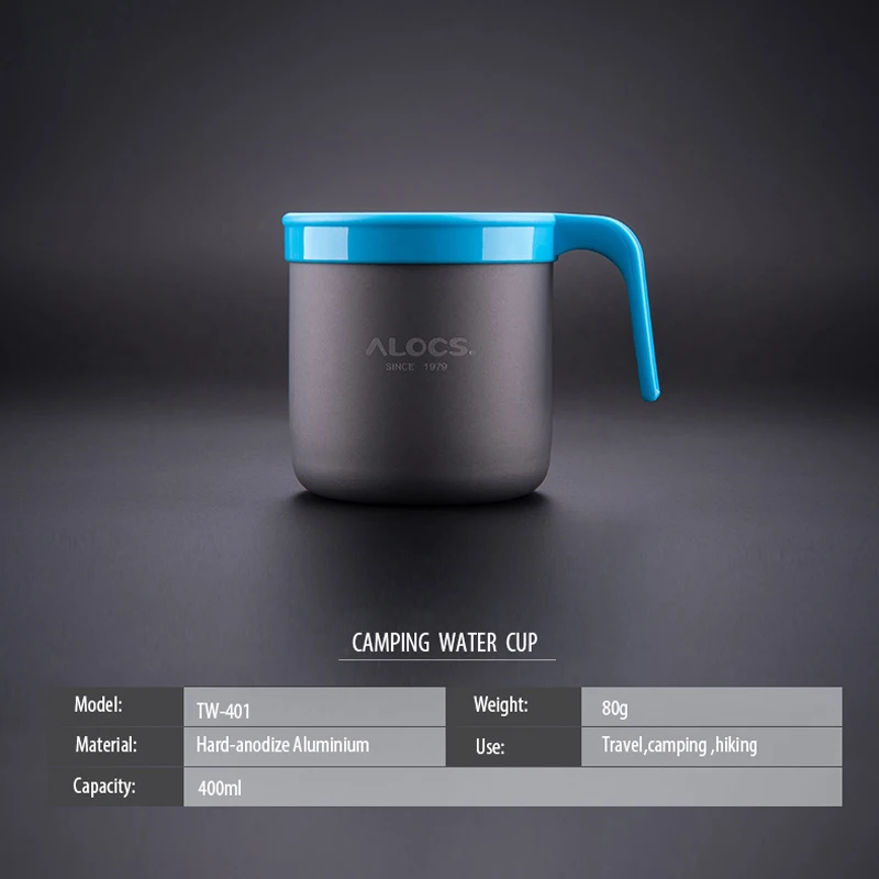 Alocs TW-401 Outdoor Portable 400ml Aluminium Alloy Camping Water Cup Mug Coffee Cup Teacup For Travel Hiking Backpacking 2