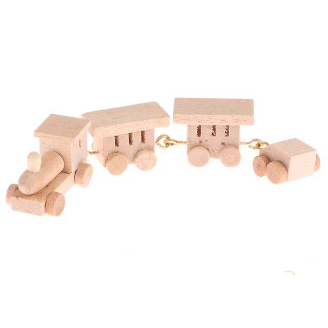 1Pc Mini Wooden Train Simulation Model Toys 1/12 Dollhouse Miniature Accessories For Doll House Decoration Educational Toys 6