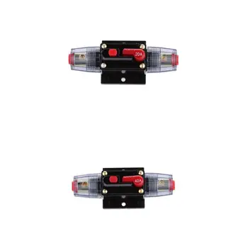 

12V-24V DC Car Audio Inline Circuit Breaker Reset Fuse Holder for Stereo Switch System Protection 40 Amp & 20 Amp (2Pack)